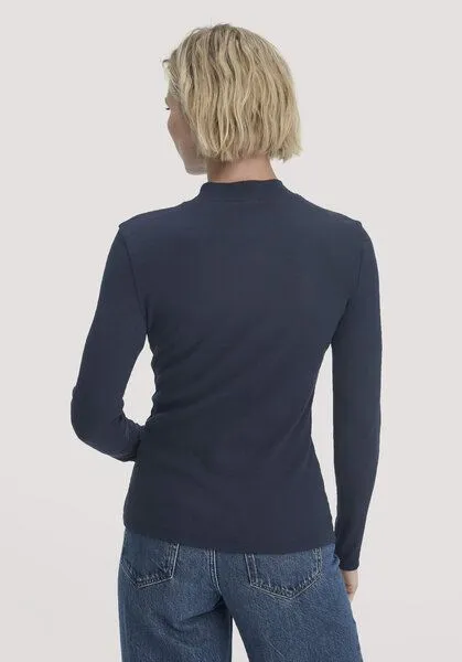 hessnatur hessnatur Rib Longsleeve Slim aus Bio-Baumwolle, Marine, – Produktbild 2 von 4