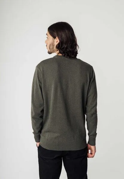 MELA MELA Feinstrick Pullover Style HIMAL aus 100% Bio-Baumwolle, Grün melange, – Produktbild 3 von 4