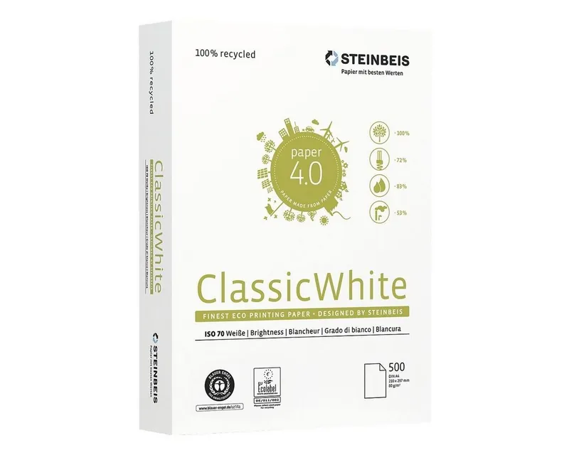 Steinbeis 500 Blatt Steinbeis Recycling Kopierpapier "No.1, ClassicWhite", DIN A4 – Produktbild 6 von 7