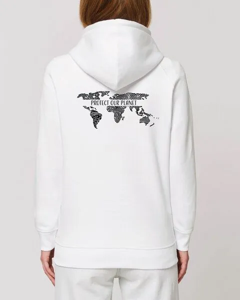 Human Family Human Family Bio Unisex Hoodie - "Shelter - Protect our Planet", Weiss, – Produktbild 2 von 4