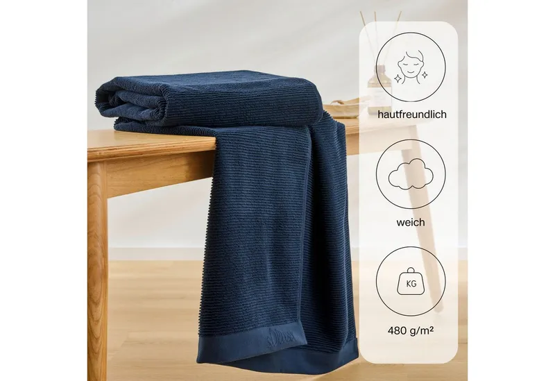 s.Oliver s.Oliver Saunatuch s. Oliver Saunatuch, Walkfrottier (1-St), weich & saugstark, Blau, – Produktbild 3 von 8