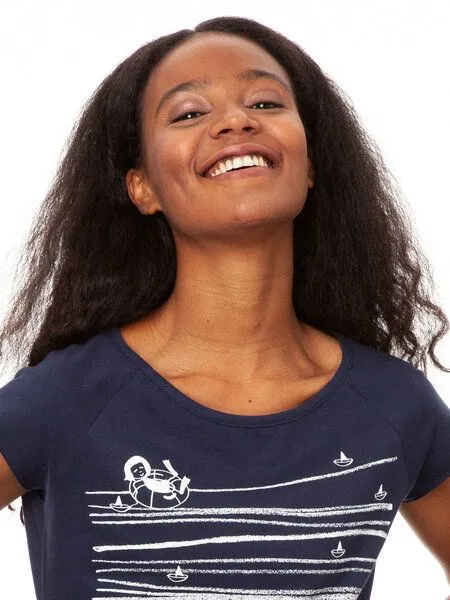 FellHerz FellHerz Damen T-Shirt Summertime, Dunkelblau, – Produktbild 3 von 5