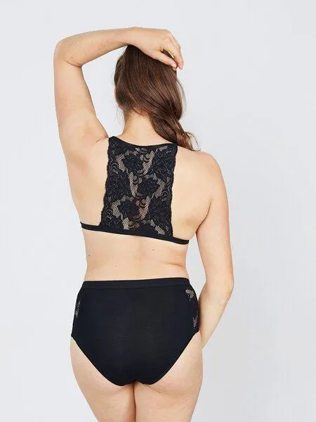 erlich textil erlich textil Mathilda bügelloses Bustier mit Spitze aus weichem Modal, Schwarz, – Produktbild 5 von 5