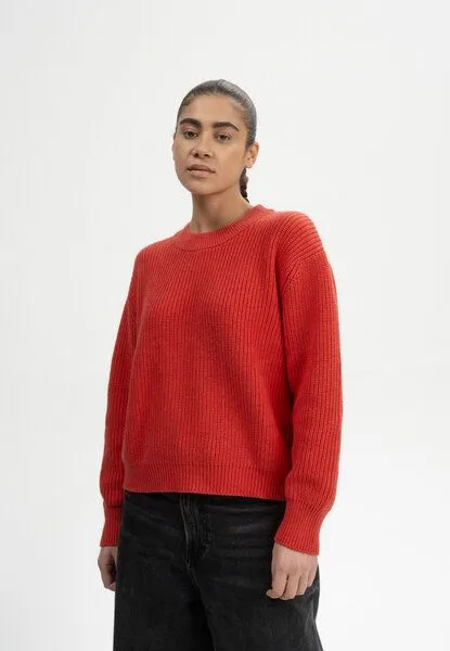 MELA MELA Rippstrick Pullover ADAH aus 100% Bio-Baumwolle, Red apple melange, – Produktbild 1 von 4