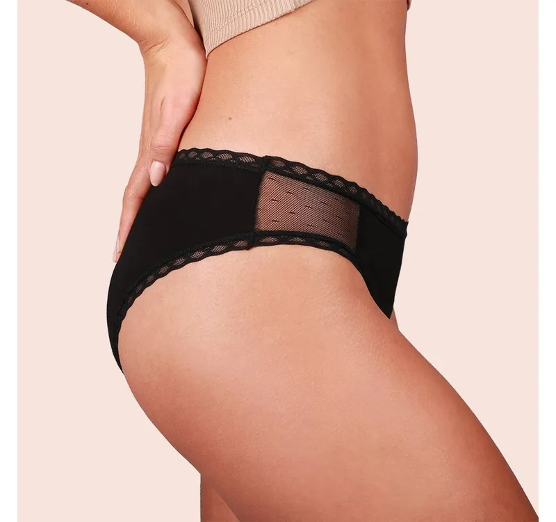 Taynie Taynie Periodenslip Lady Ultra - Periodenunterwäsche sehr starke Blutung - Damen (Spar-Set, 3-St., 3er-Pack) Auslaufsichere Periodenunterwäsche / Periodenslip aus Bio-Baumwolle, Schwarz, – Produktbild 4 von 5