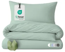 Carpe Sonno Bettwäsche TENCEL™ Lyocell kühlende Bettwäsche 135 x 200 155 x 220 uni einfarbig, Lyocell, 2 teilig, OEKO-TEX Bettbezug seidenähnlich, natürlicher Rohstoff, Grün 135x200 – Produktbild 1 von 1