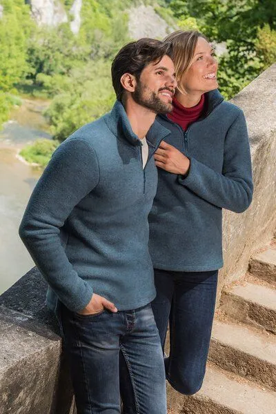 Engel Engel Damen Fleece-Pulli Troyer kbT-Schurwolle, Atlantik-melange, – Produktbild 2 von 2