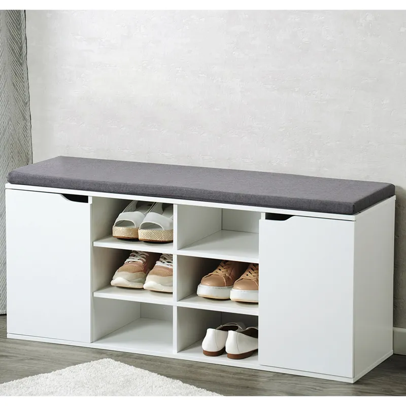 Kesper Schuhschrank mit Sitzkissen, 2 Türen und 6 Fächer, Weiss, – Produktbild 3 von 4
