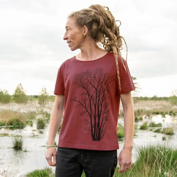 Cmig Cmig Damen T-Shirt Erle mit Elster, Burgundy (rot), – Produktbild 1 von 4
