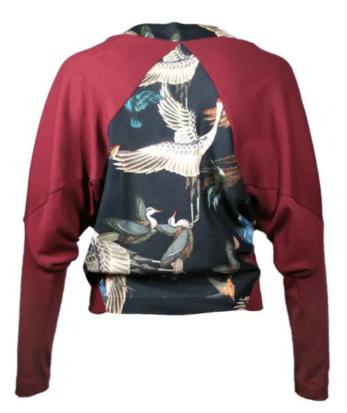 FORMAT FORMAT Pulli, Longsleeve CIRC sweater, Mit vogelprinteinsatz (rot), – Produktbild 1 von 2