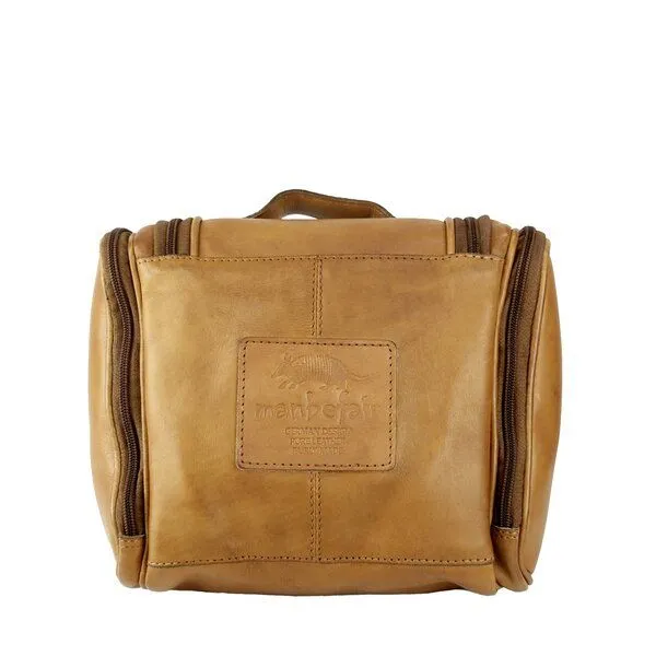 manbefair manbefair Kulturbeutel Travelbird aus weichem Vintage Leder, Cognac, – Produktbild 3 von 3
