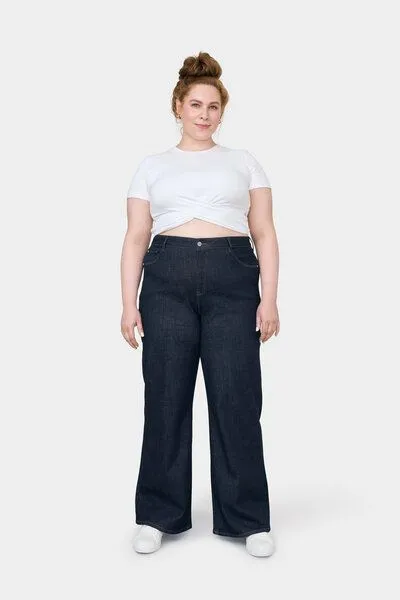 DAWN Damen Jeans DEW High Waist Flared DAWN Bio-Baumwolle Curvy, Blue, – Produktbild 2 von 5
