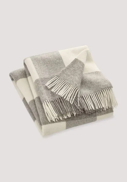 hessnatur hessnatur Plaid ANTONIA aus reiner Bio-Lambswool, Naturgrau, – Produktbild 1 von 2