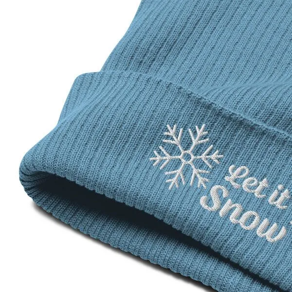 PepMelon Let it snow bestickte Bio-Rippmütze, Blau, – Produktbild 4 von 4