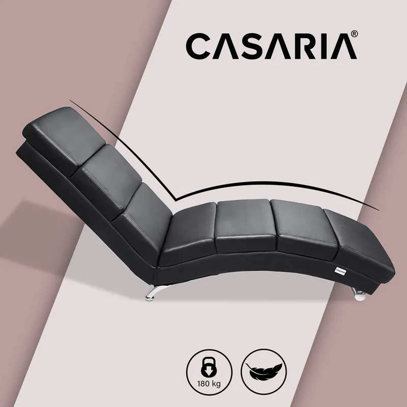 Casaria® Relaxliege London Schwarz Kunstleder, Schwarz, – Produktbild 2 von 2