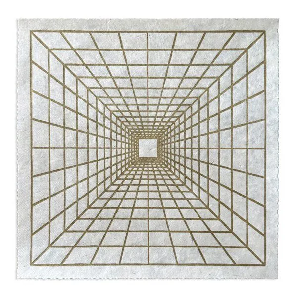 Veskor Cassiopeia Veskor Cassiopeia INTO THE VOID Linoldruck | 22 × 22 cm | Gold auf Naturweiß – Produktbild 1 von 4