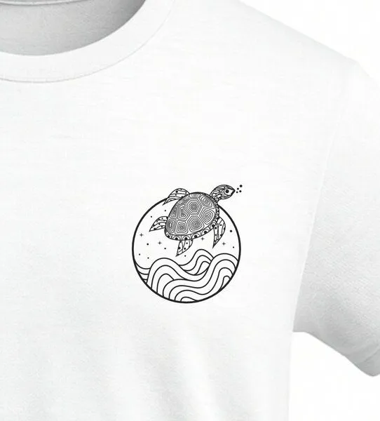 vis wear vis wear Schildkröte zwischen Ozean und Wellen - Organic Shirt, Weiß, – Produktbild 2 von 4