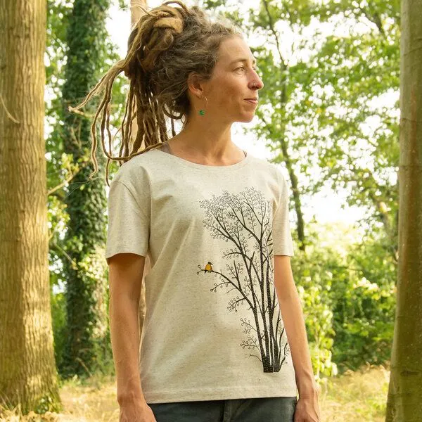 Cmig Cmig Damen T-Shirt Erle mit Elster, Eco heather (natur weiß), – Produktbild 1 von 4