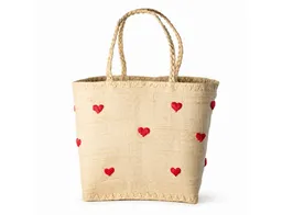 RICE RICE Basttasche Rice Raffia Tasche mit Herz Design, handgefertigt, Natur/Rot (1-tlg., Raffia Tasche) – Produktbild 1 von 1