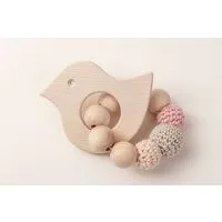 NoniKids Berlin NoniKids Berlin Greifling Beißring Holz *Vogel* | Bio Baumwolle, Blush, – Produktbild 1 von 1