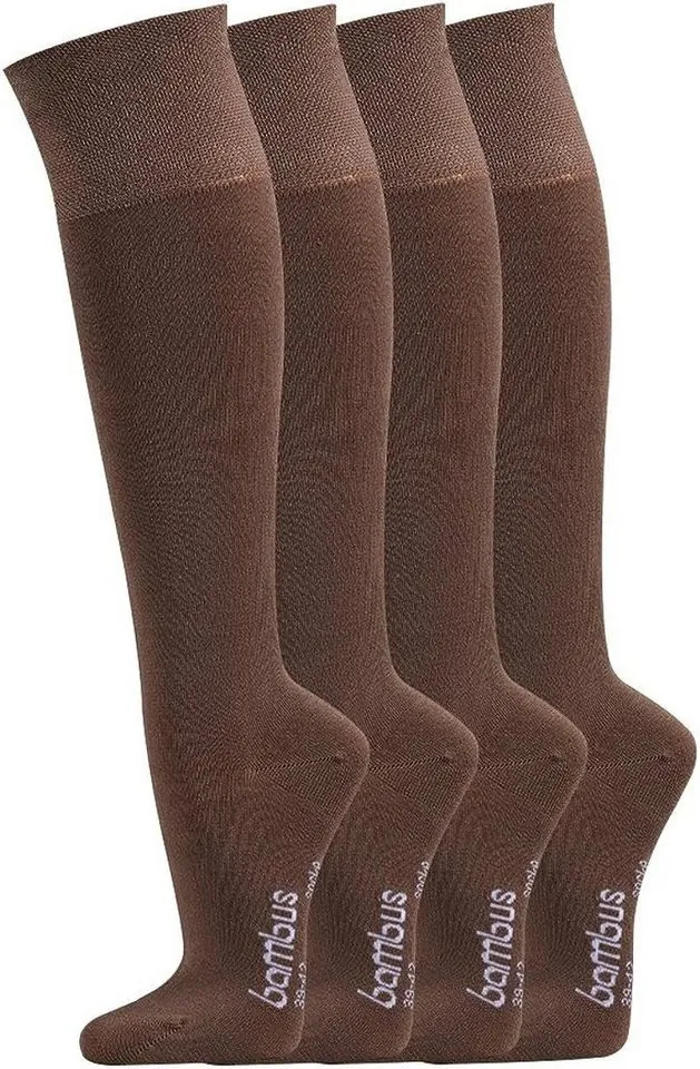 FussFreunde Kniestrümpfe 2 Paar Bambus-Kniestrümpfe, Damen & Herren, superweich, atmungsaktiv (2 Paar), Braun, – Produktbild 3 von 5