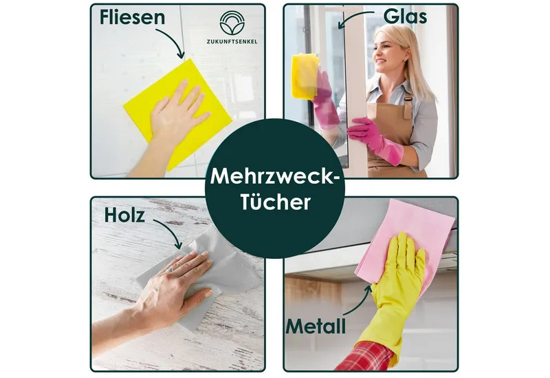 ZUKUNFTSENKEL Schwammtuch Nachhaltige Schwammtücher Spültücher, Waschbar, Wiederverwendbar, Weiß, – Produktbild 2 von 4
