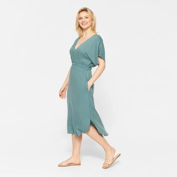 WiDDA berlin WiDDA berlin KIMONO Kleid in Aqua, Terra oder Maisgelb - aus Lyocell TENCEL, Aqua, – Produktbild 3 von 4
