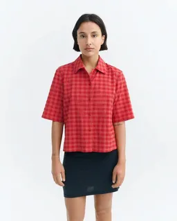 thinking mu thinking mu Red Checks Seersucker Ane Blouse – Produktbild 1 von 1