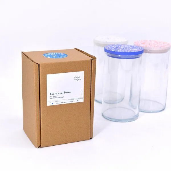 Objet Vague Objet Vague Terrazzo Dose, Vorratsglas, 1480ml, Blau-azul, – Produktbild 2 von 2
