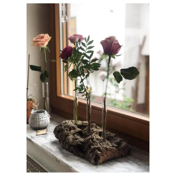 Kork-Deko Kork-Deko Korkrinde als Blumen-Vase mit 3 Reagenzgläsern – Produktbild 4 von 5