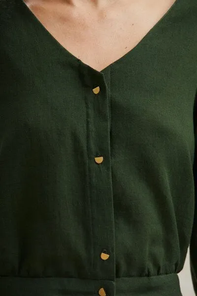 Jyoti - Fair Works Jyoti - Fair Works Baumwoll Bluse Sahay, Grün, – Produktbild 3 von 4