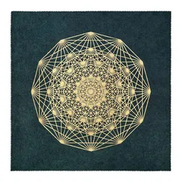 Veskor Cassiopeia Veskor Cassiopeia DEMIHEPTERAKT Heilige Geometrie Linoldruck | 40 × 40 cm | Lichtgold auf Smaragdgrün – Produktbild 1 von 1