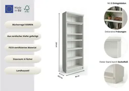 OTTO home Bücherregal Soeren Regal B/T/H: 80/33,5/220 cm, mit 6 Fächern, massive Kiefer, FSC®-zertifizier – Produktbild 1 von 1
