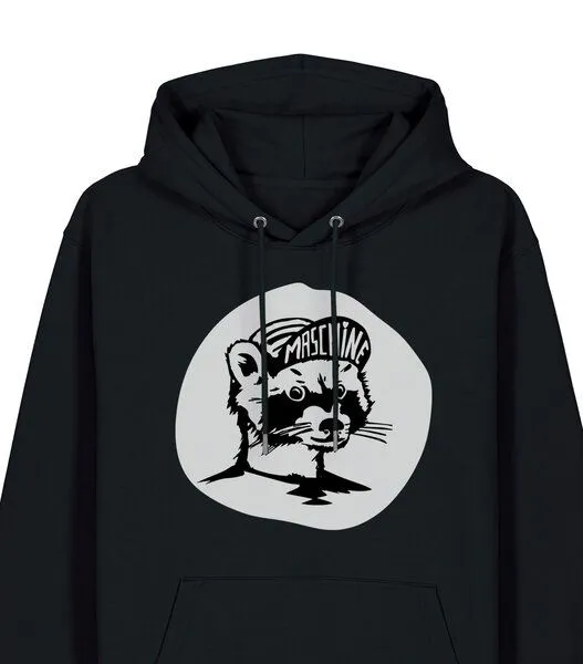päfjes päfjes Waschbär die Maschine / Gravel / Rennrad - Unisex Fair Wear Bio Hoodie, Schwarz, – Produktbild 3 von 3