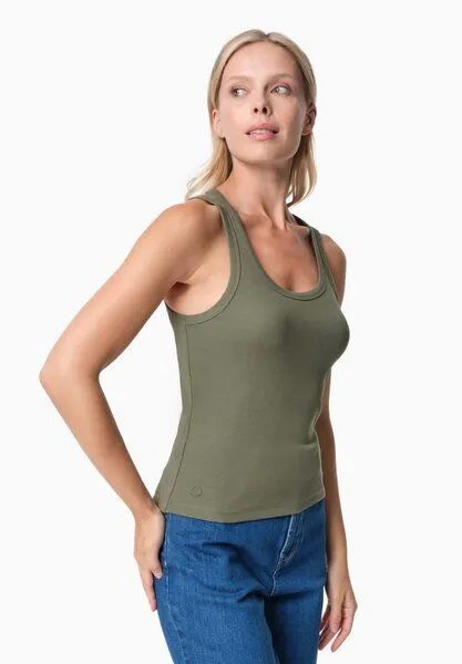 ORGANICATION ORGANICATION SOFFIA | Rib Top aus Bio-Baumwolle, Olive, – Produktbild 3 von 4