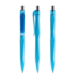 prodir prodir® Druckkugelschreiber QS20 PMT Push, blaue Mine, cyanblau/silber poliert – Produktbild 1 von 1