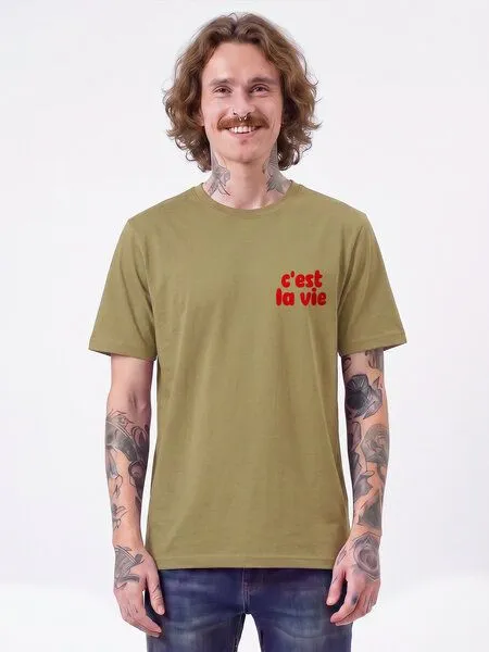 watapparel watapparel T-Shirt Unisex cest la vie, Faded olive, – Produktbild 2 von 2