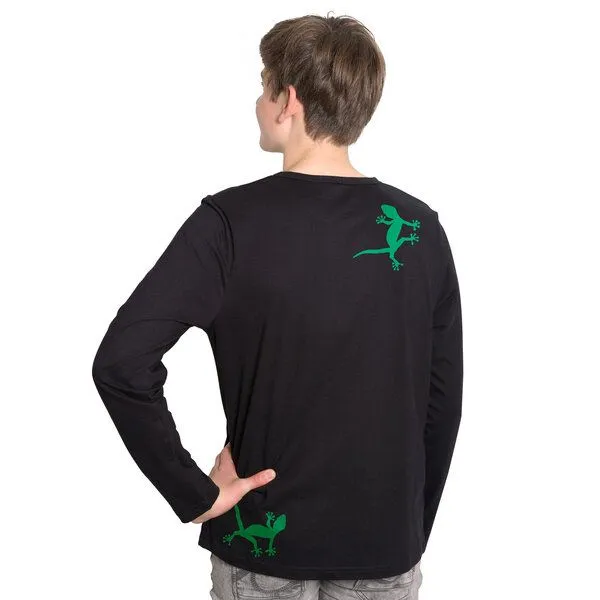 HANDGEDRUCKT HANDGEDRUCKT "Geckos" Männer Longsleeve, Black, – Produktbild 3 von 3