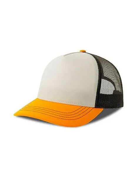 Atlantis Headwear Atlantis Headwear Freizeit-Truckercap aus recyceltem Polyester-Segeltuch, Weiss/gelb, – Produktbild 1 von 2