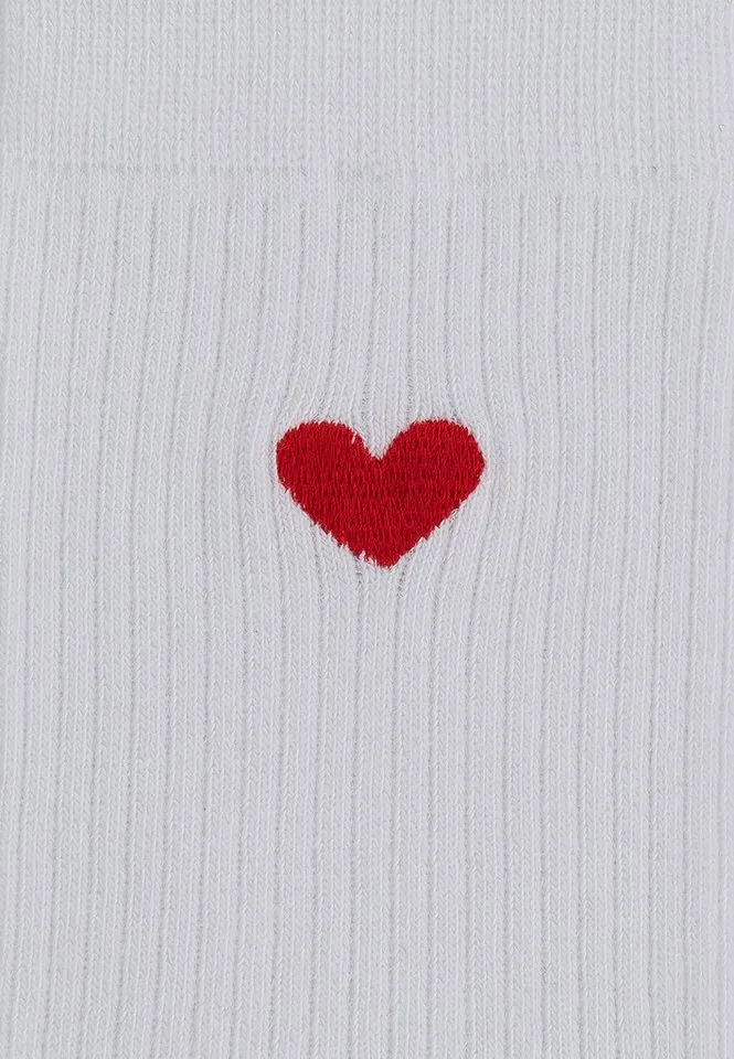MELA MELA Socken Gerippte Socken Stickerei 1 Paar Frei von Polyester und Polyamid, Weiß - herz, – Produktbild 3 von 3