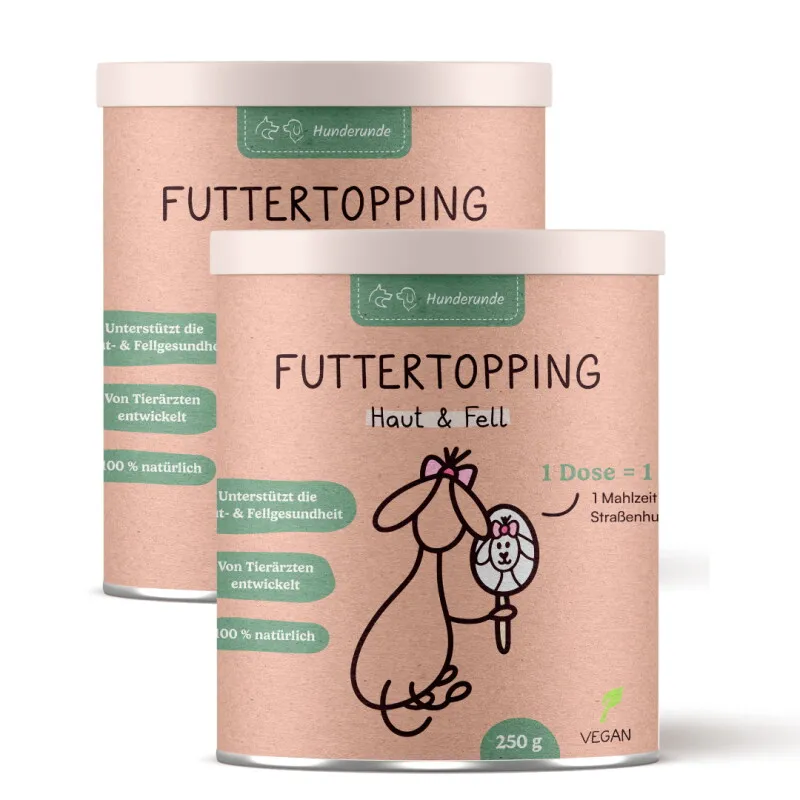 Hunderunde Hunderunde Futtertopping - Haut & Fell - Glänzendes Fell, Gesunde Haut, Natürliche Zutaten, vegan 500 g – Produktbild 1 von 2