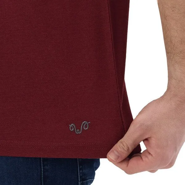 Woolona Woolona Merino Casual Herren Polo-Shirt - 100% Merinowolle, Bordeaux rot, – Produktbild 3 von 3