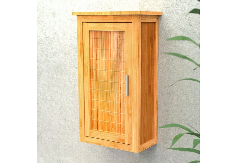 Eisl Eisl Hängeschrank Bambus Badezimmerschrank schmal für die Wand, Braun, – Produktbild 1 von 5