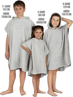 normani Badeponcho Badeponcho aus Bio-Baumwolle für Kinder, Bio-Baumwolle, Kapuze, Schlupf, Kinderbademantel mit Kapuze Strandponcho – Produktbild 1 von 1