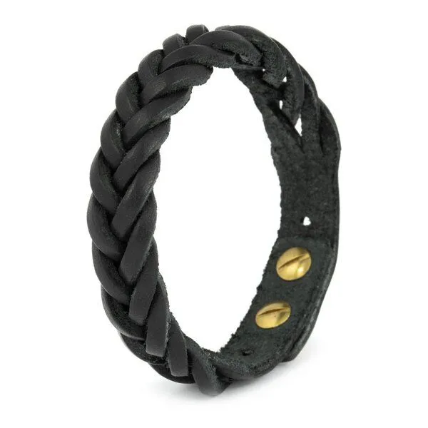 Simaru Simaru Herren-Armband aus Leder geflochten & größenverstellbar, Schwarz, – Produktbild 1 von 4