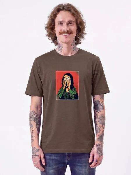 watapparel watapparel T-Shirt Unisex Mona Lisa Scream, Mocha, – Produktbild 2 von 2