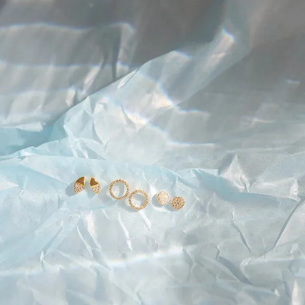 fejn jewelry fejn jewelry Ohrstecker 'pavé double' - mit Zirkonia, Silber, – Produktbild 2 von 2