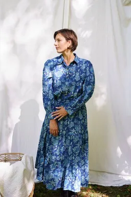 Haus of Namaste Haus of Namaste Blaues Unisex-Bluse aus 100 % Bio-Baumwolle mit Handblockdruck, fair & nachhaltig – Produktbild 1 von 1