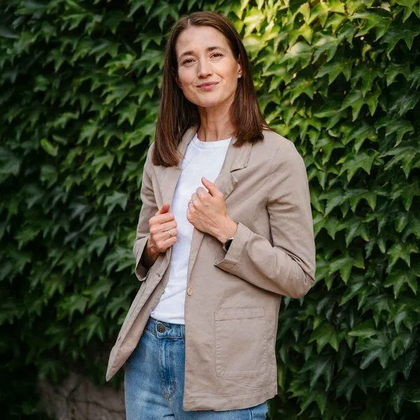 Vresh Clothing Vresh Clothing Vrieda - Blazer aus Biobaumwoll-Mix, Beige, – Produktbild 2 von 4