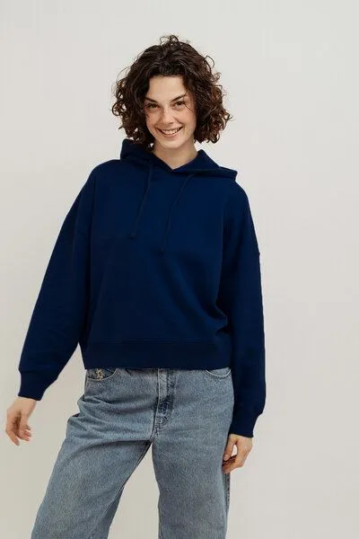 Kultgut Kultgut Biofair- Goodness Hoodie 100% Biobaumwolle / Clara, Dunkelblau, – Produktbild 2 von 3